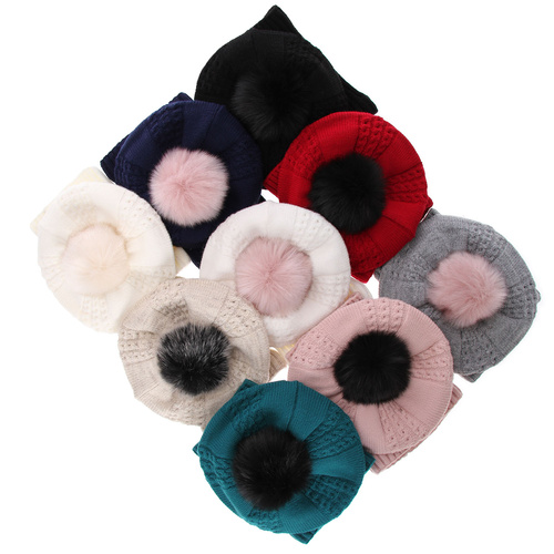 Flicka vinter set: mössa och halsduk, granat, med pompom, Amora