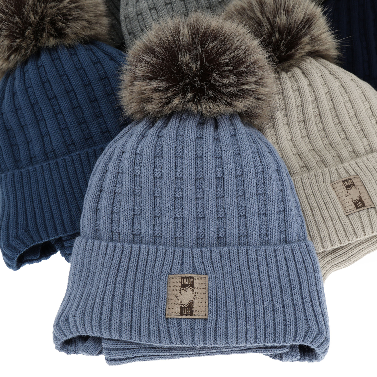 Pojke vinter set: mössa och tubhalsduk, kremowy, med pompom, Fiamanto