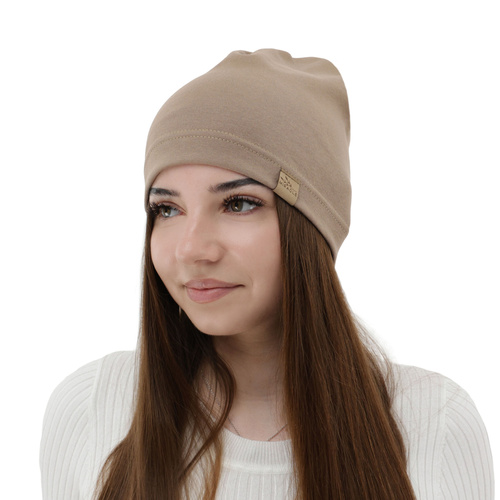 Dam höst/vår mössa, ljusbeige, bomull, Brema