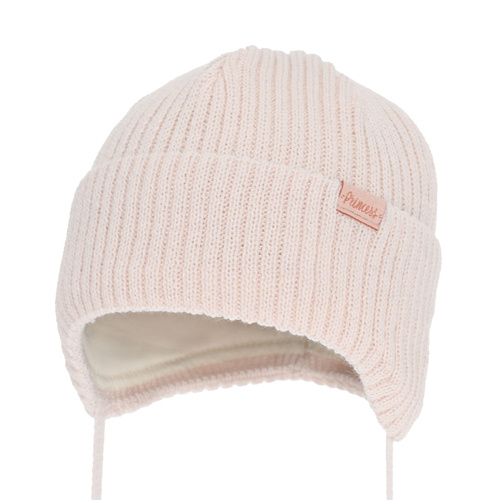 Flicka vintermössa, ljusrosa, med knytband, med merinull, Punia