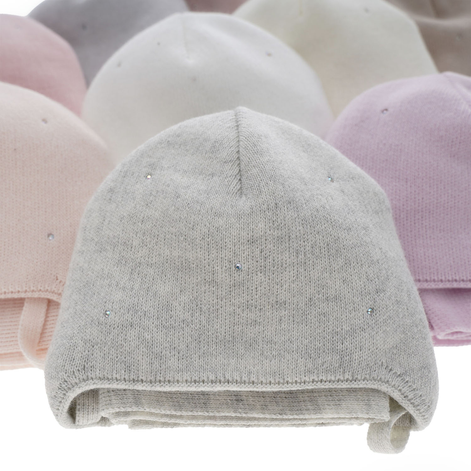 Flicka vinter set: mössa och halsduk, rosa, med knytband, Moli