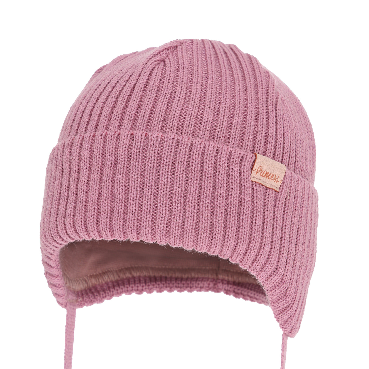 Flicka vintermössa, lila, med knytband, med merinull, Punia