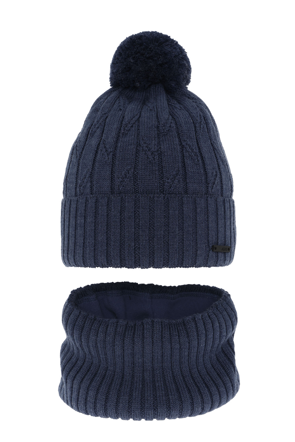Pojke vinter set: mössa och halsduk, blå, med pompom, med merinull, Talar