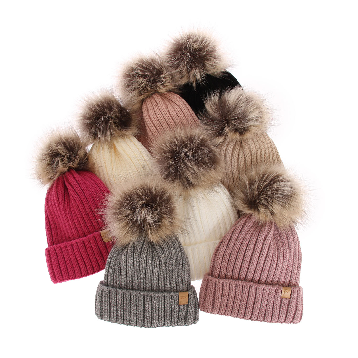 Dam vintermössa, rosa, med pompom, Europa