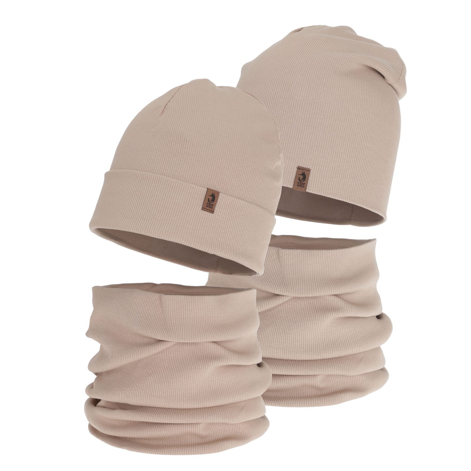 Pojke höst/vår set: mössa och tubhalsduk, beige, Amalfi