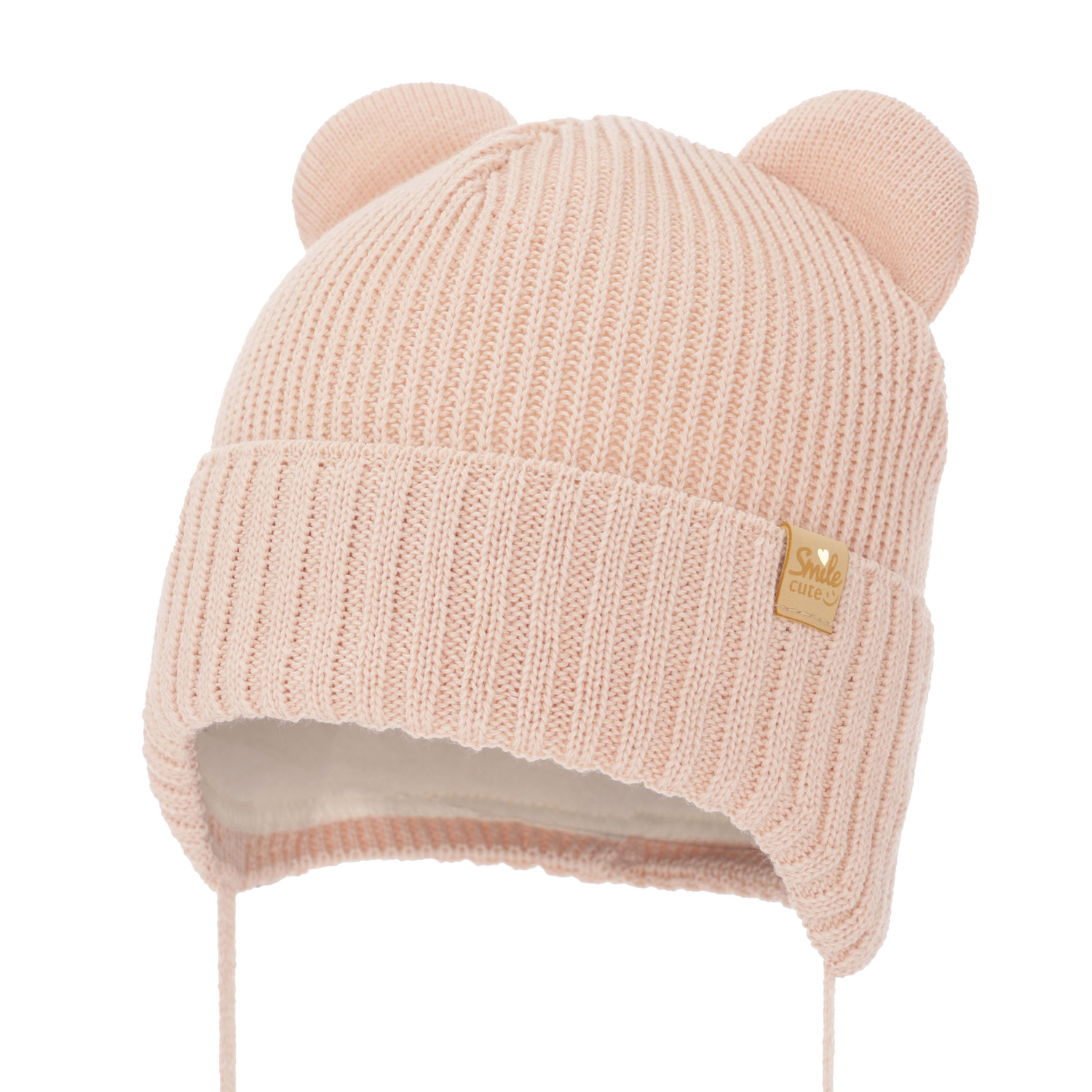 Flicka vintermössa, rosa ljus, med knytband, med merinull, Shira