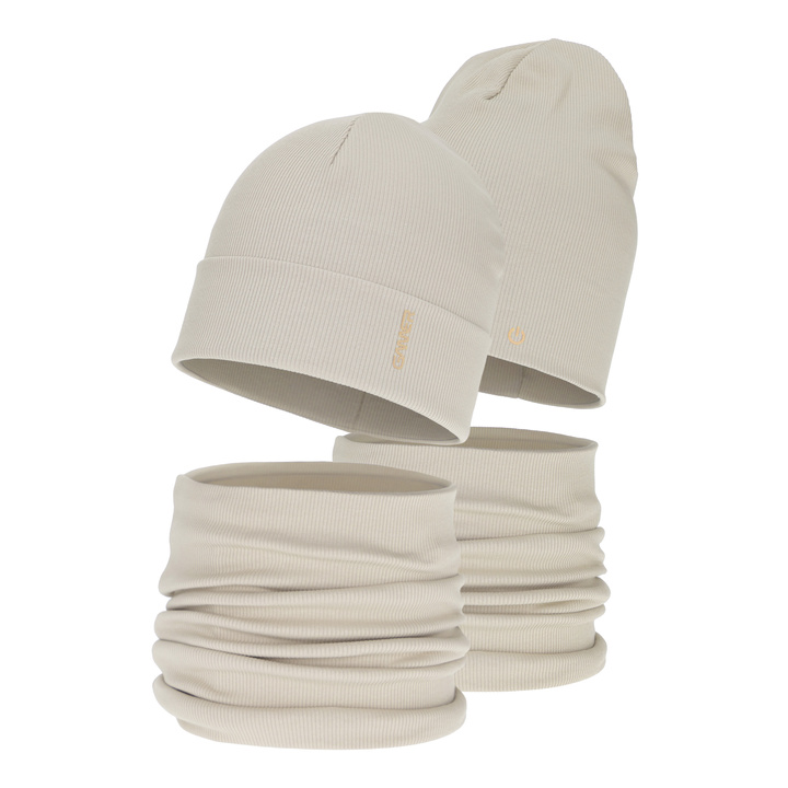 Pojke höst/vår set: mössa och tubhalsduk, bomull, beige, Desider