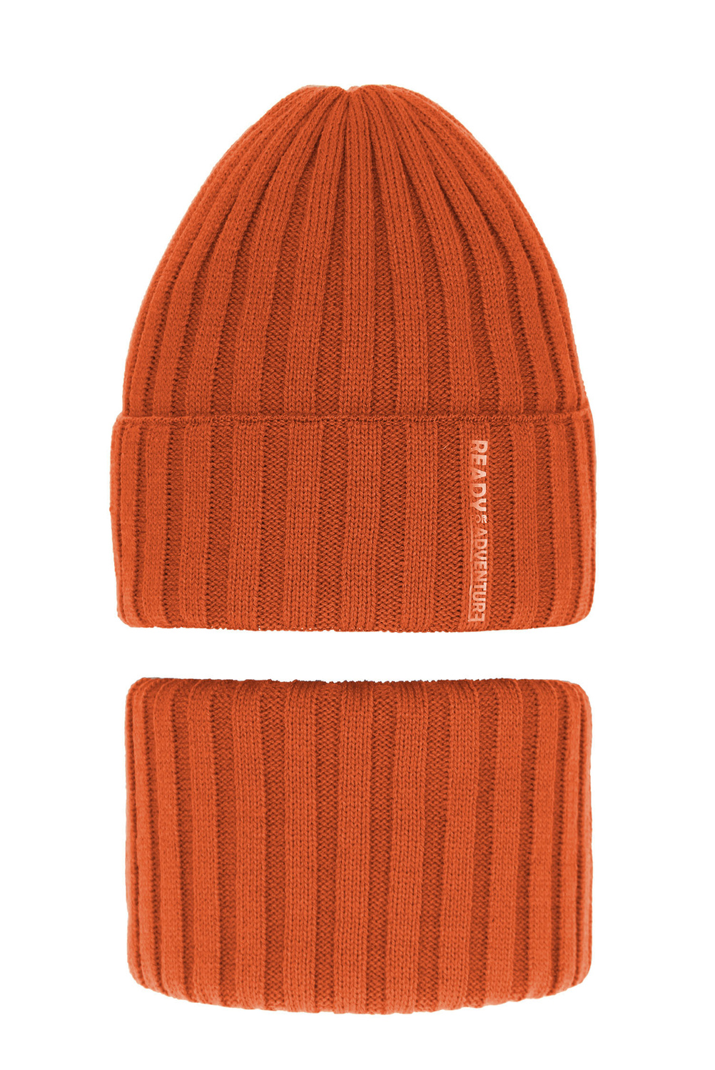 Pojke vinter set: mössa och halsduk, orange, med pompom, Livido