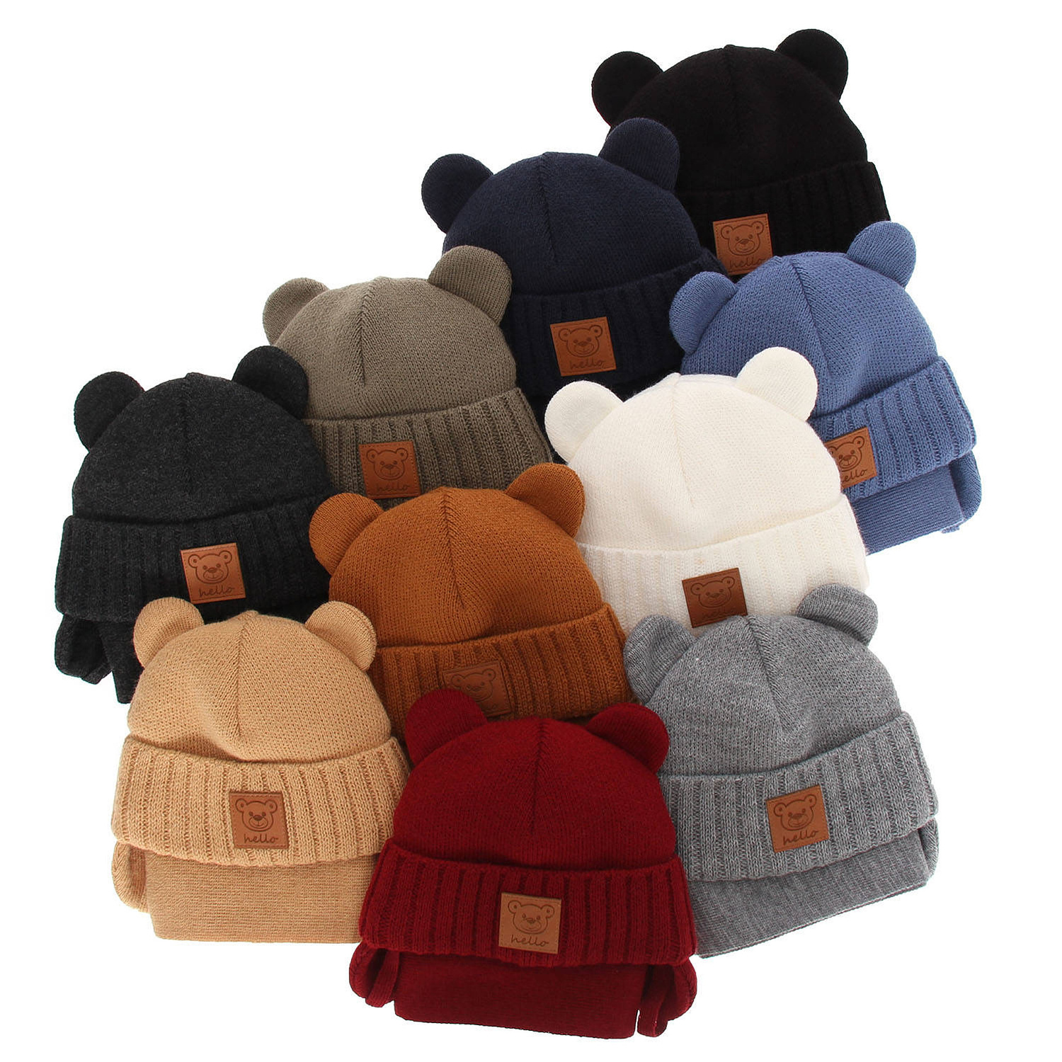 Pojke vinter set: mössa och halsduk, beige, med knytband, Petit