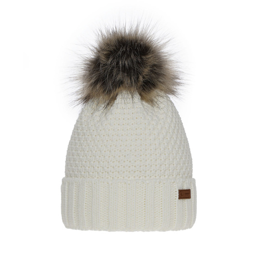 Flicka vintermössa, kremowy, med pompom, Pola