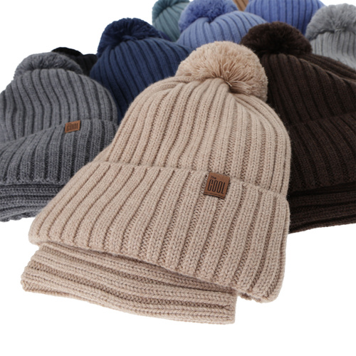 Pojke vinter set: mössa och tubhalsduk, beżowy, 100% Merino Ull, Fodrad med bomull, Tolmar