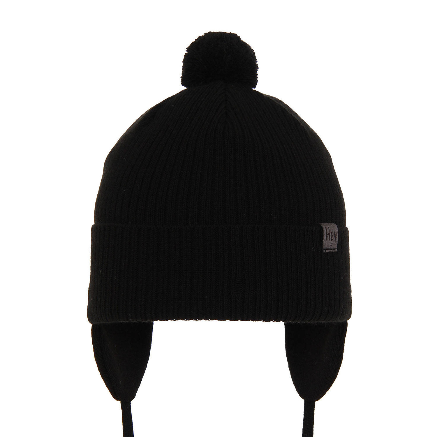 Pojke höst/vår mössa, svart, med knytband, med pompom, Axel