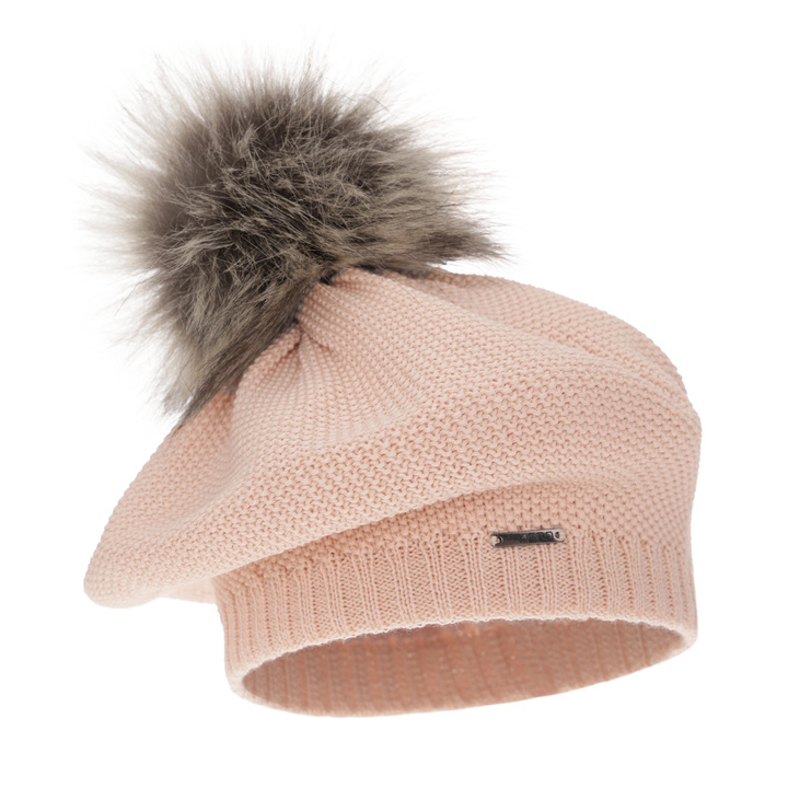 Dam vintermössa, rosa, med merinull, Bonnie