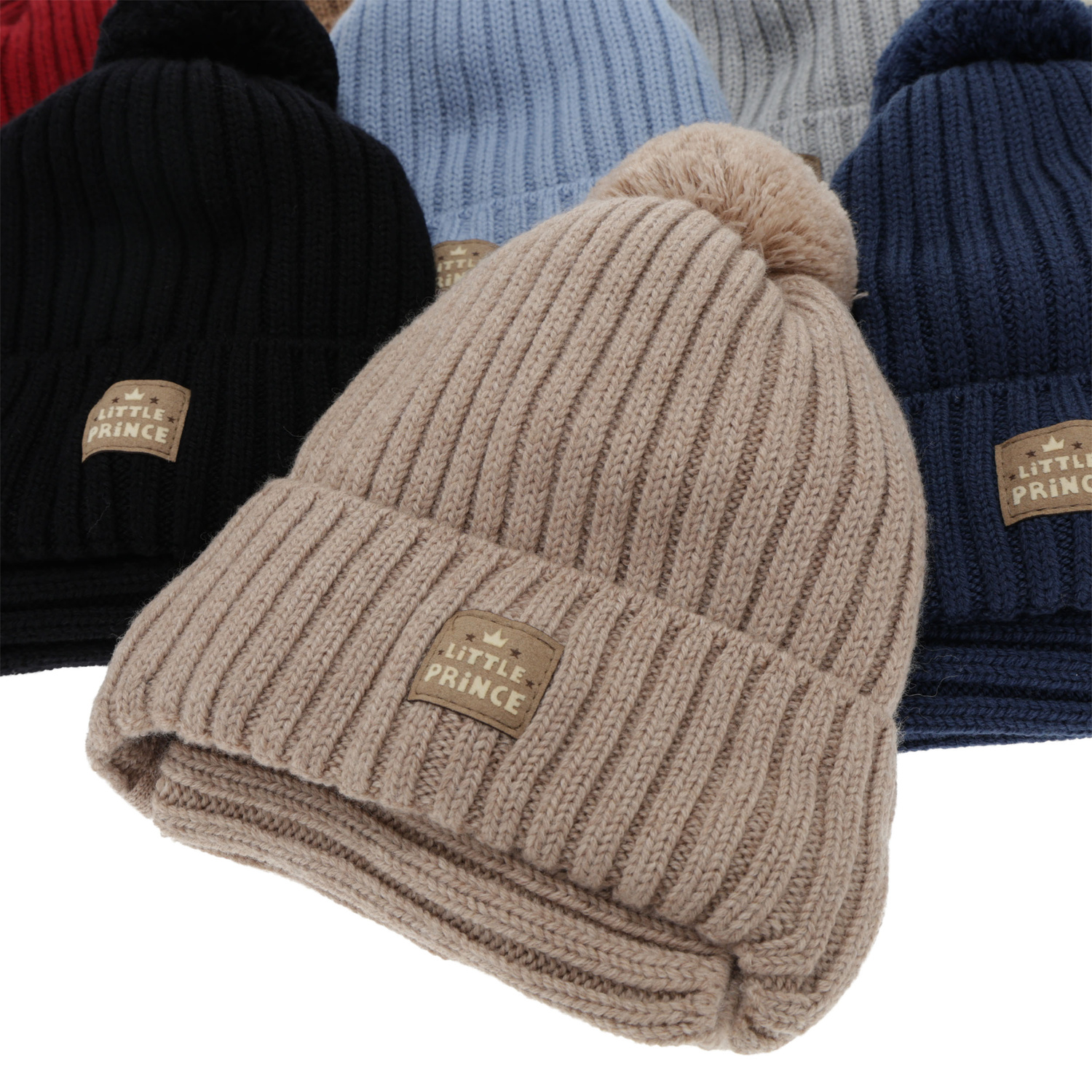 Pojke vinter set: mössa och tubhalsduk, camel, 100% merino ull, fodrad med bomull, med knytband, Masil