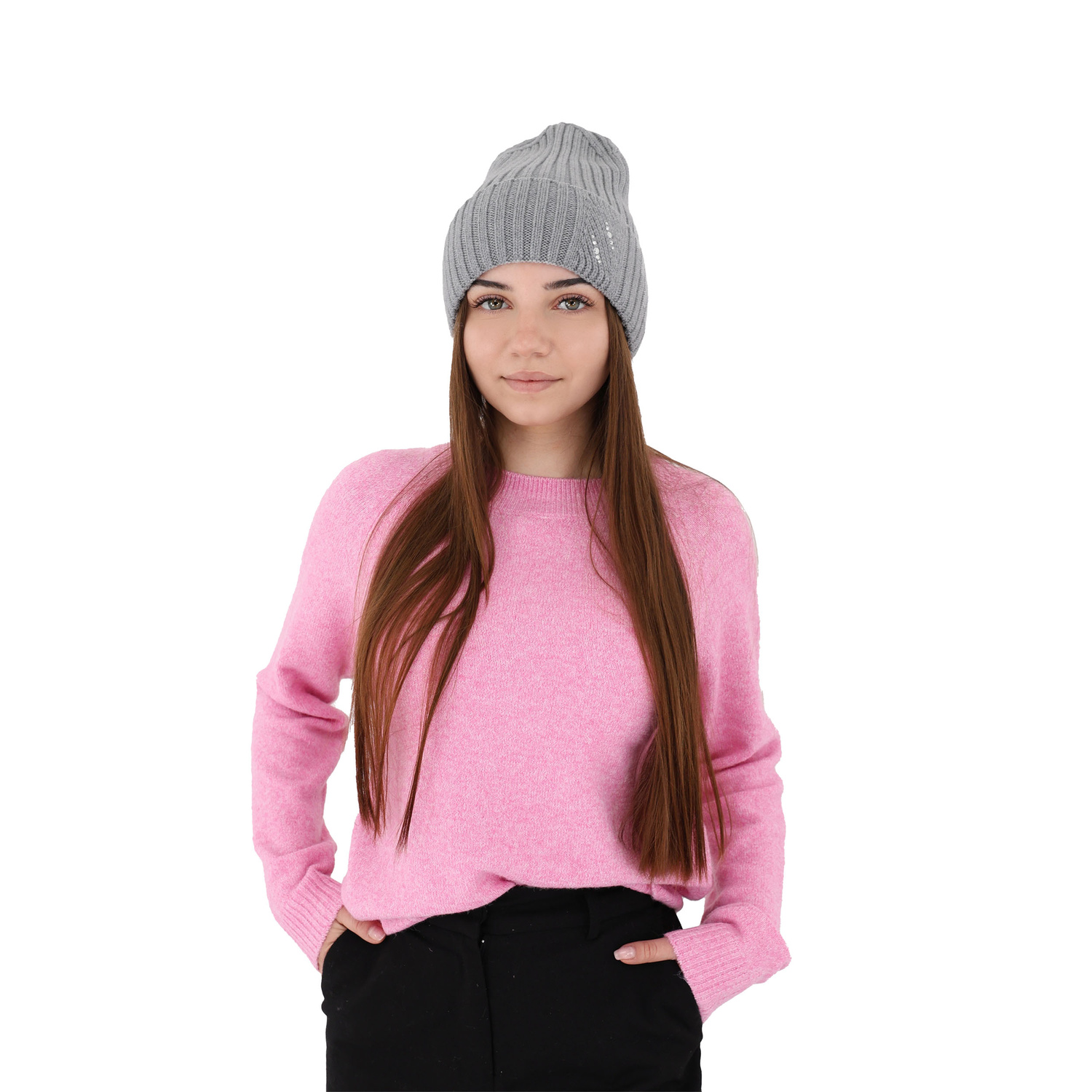 Dam vintermössa, grå, 100% Merino Ull, Ariga