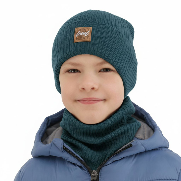 Pojke höst/vår set: mössa och halsduk, blå, med bomull, Fenix