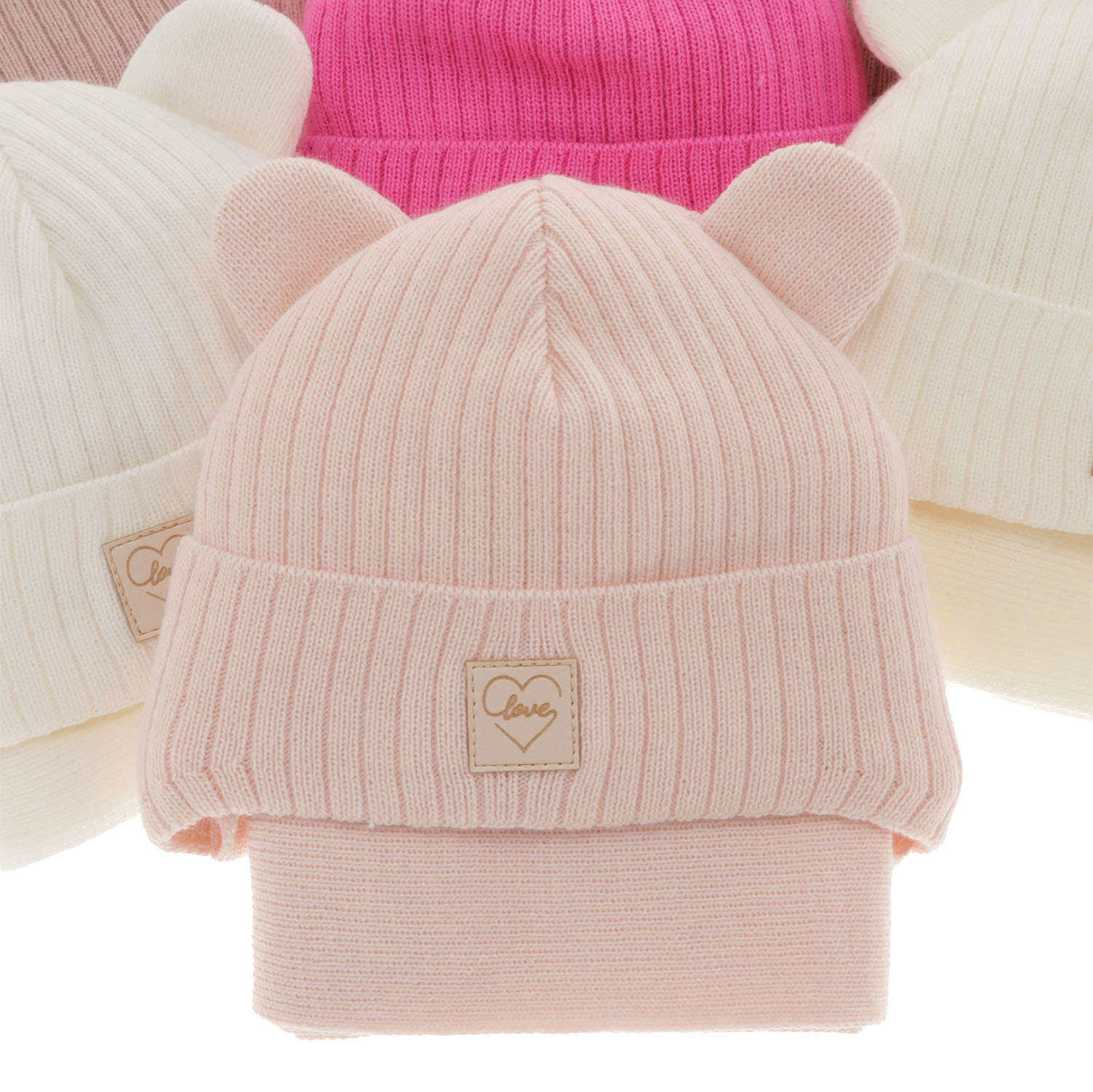 Flicka vinter set: mössa och halsduk, beige, med knytband, Antola