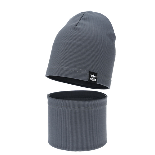 Pojke höst/vår set: mössa och tubhalsduk, grå, Rumel