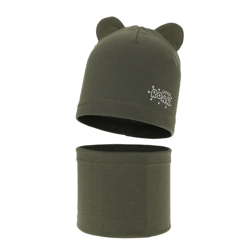 Pojke höst/vår set: mössa och halsduk, khaki, Cymes