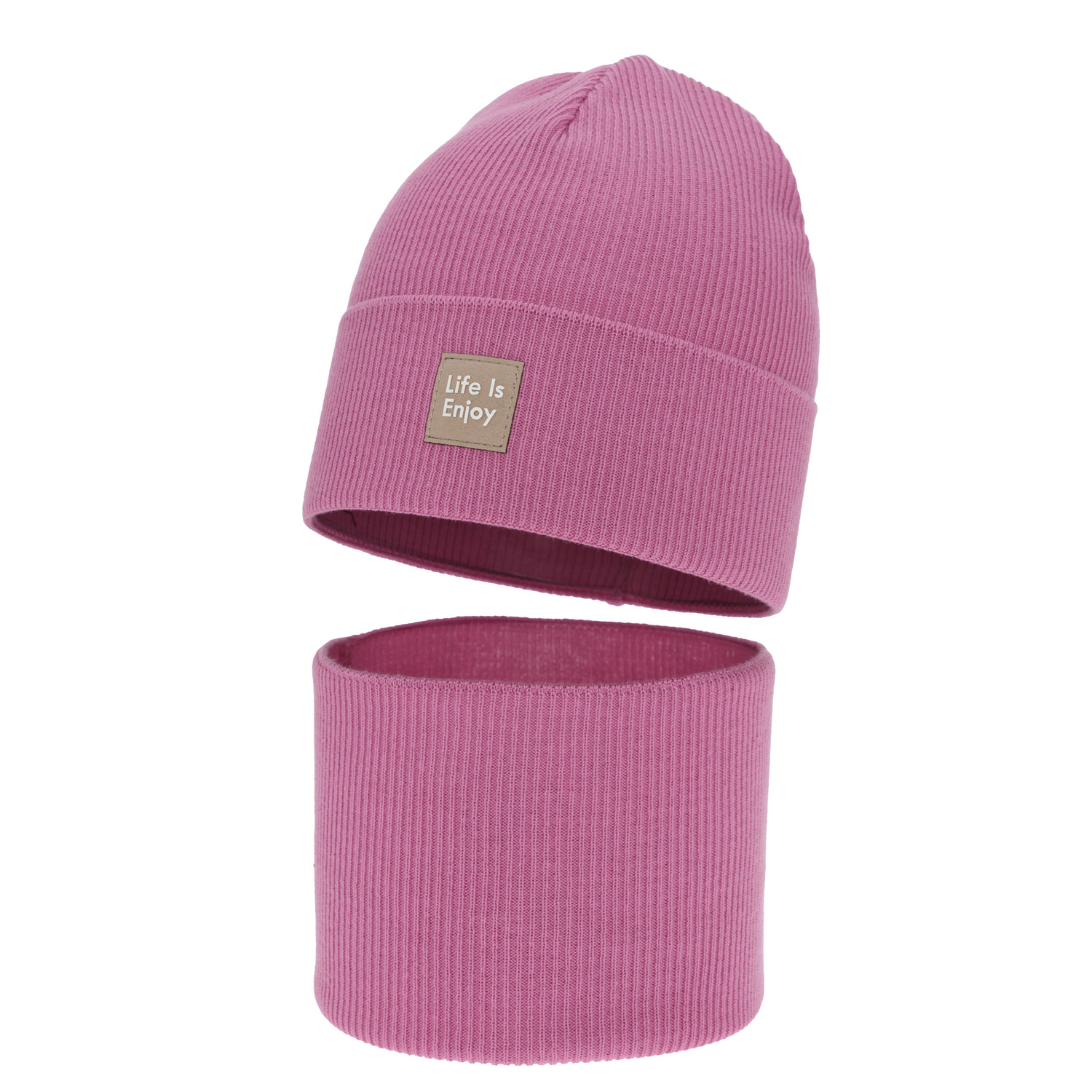 Flicka höst/vår set: mössa och tubhalsduk, krämig, med bomull, Zola