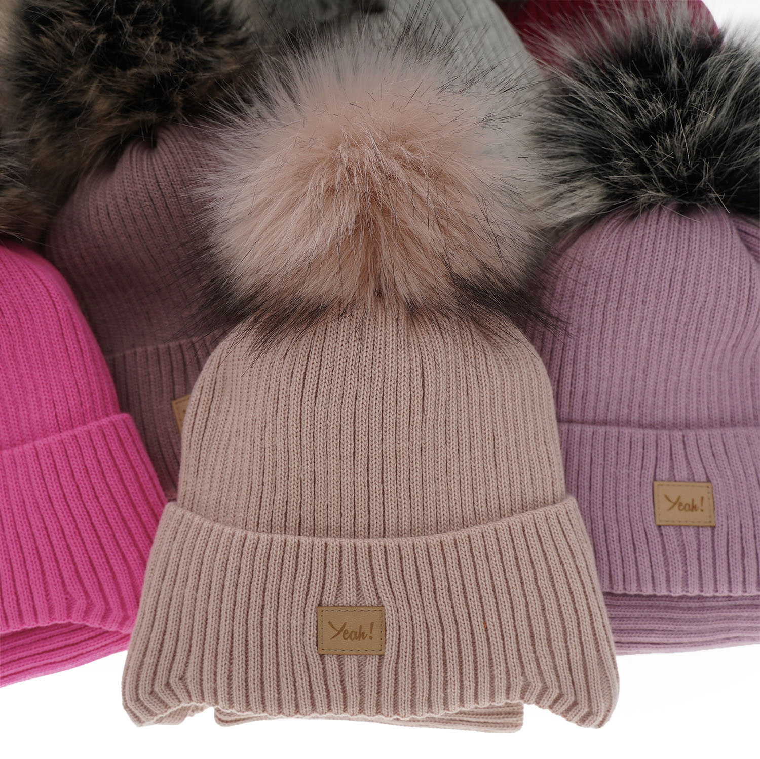 Flicka vinter set: mössa och halsduk, rosa, med pompom, Dilajla