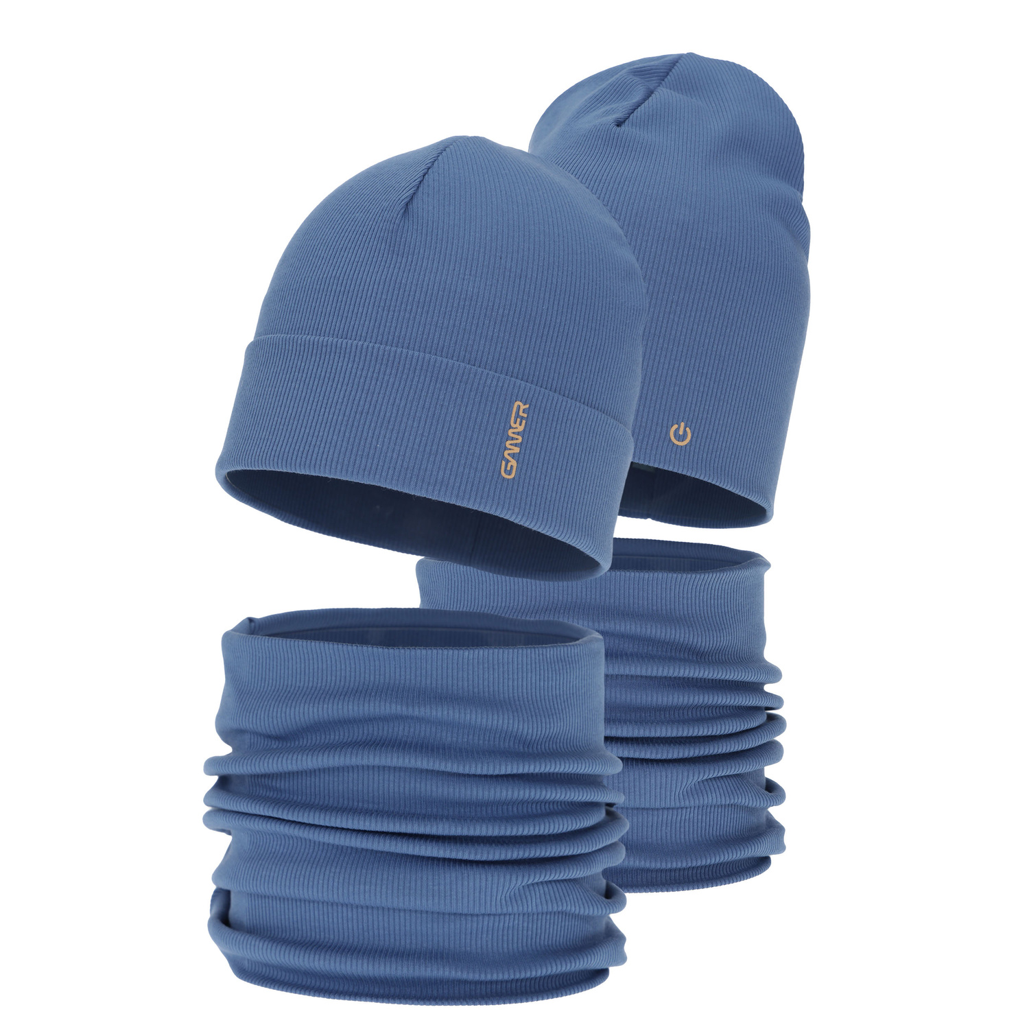 Pojke höst/vår set: mössa och tubhalsduk, bomull, blå, Desider