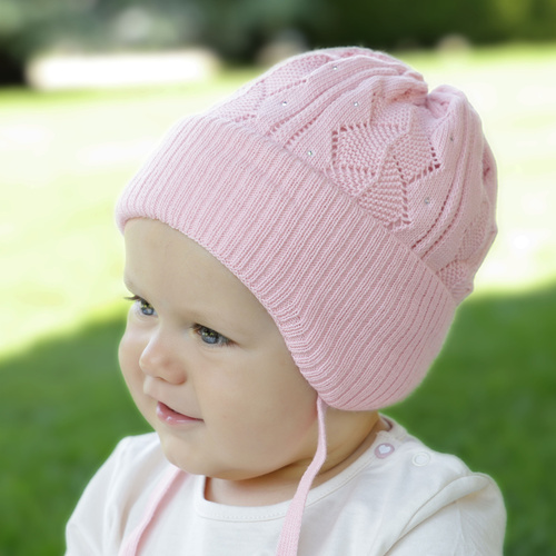 Flicka höst/vår mössa, lila, med knytband, Marinetta