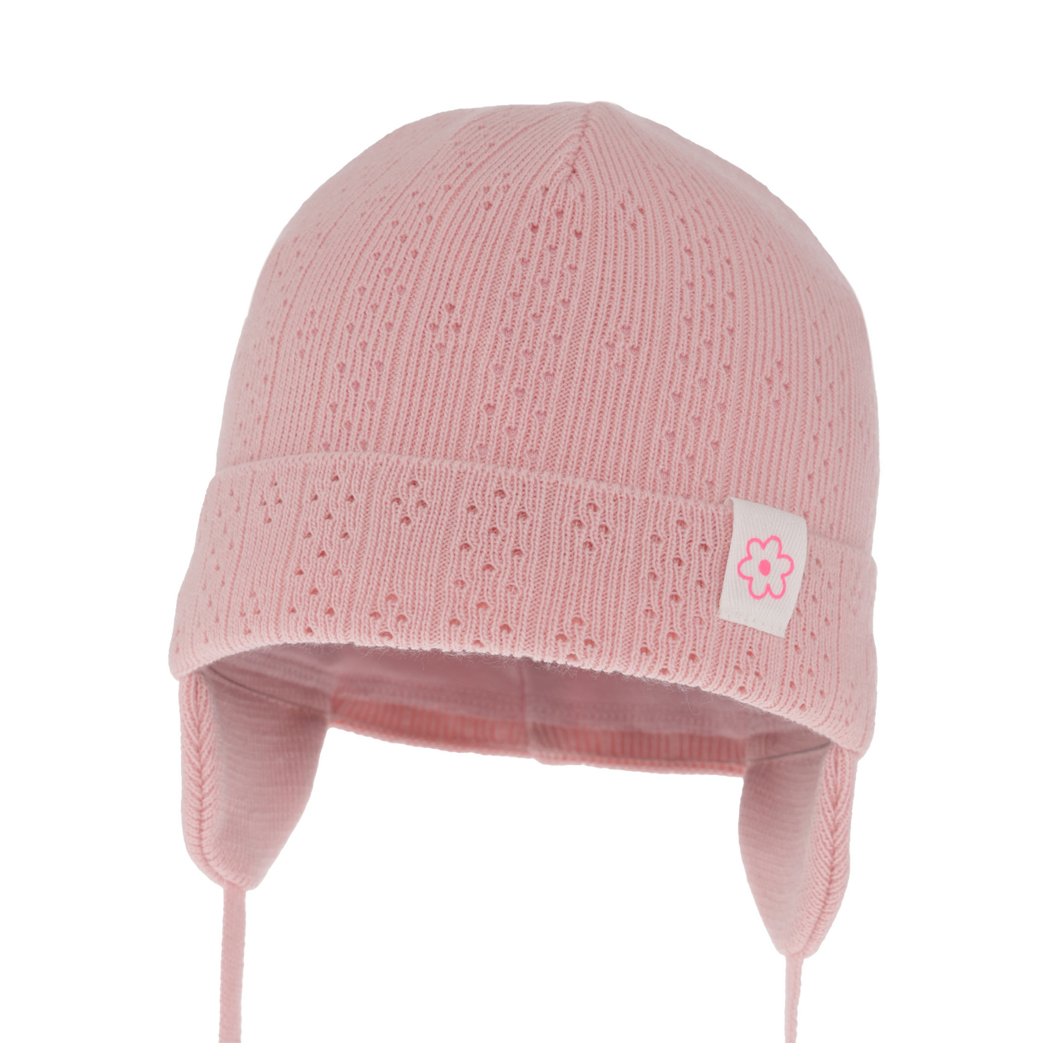 Flicka höst/vår mössa, rosa, med knytband, Lucrezia