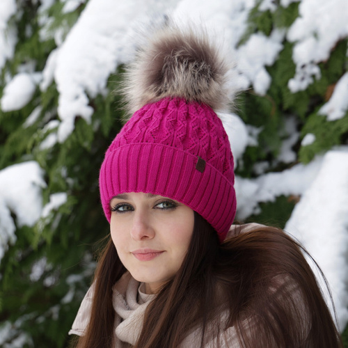 Dam vintermössa, smaragdgrön, med pompom, Katty