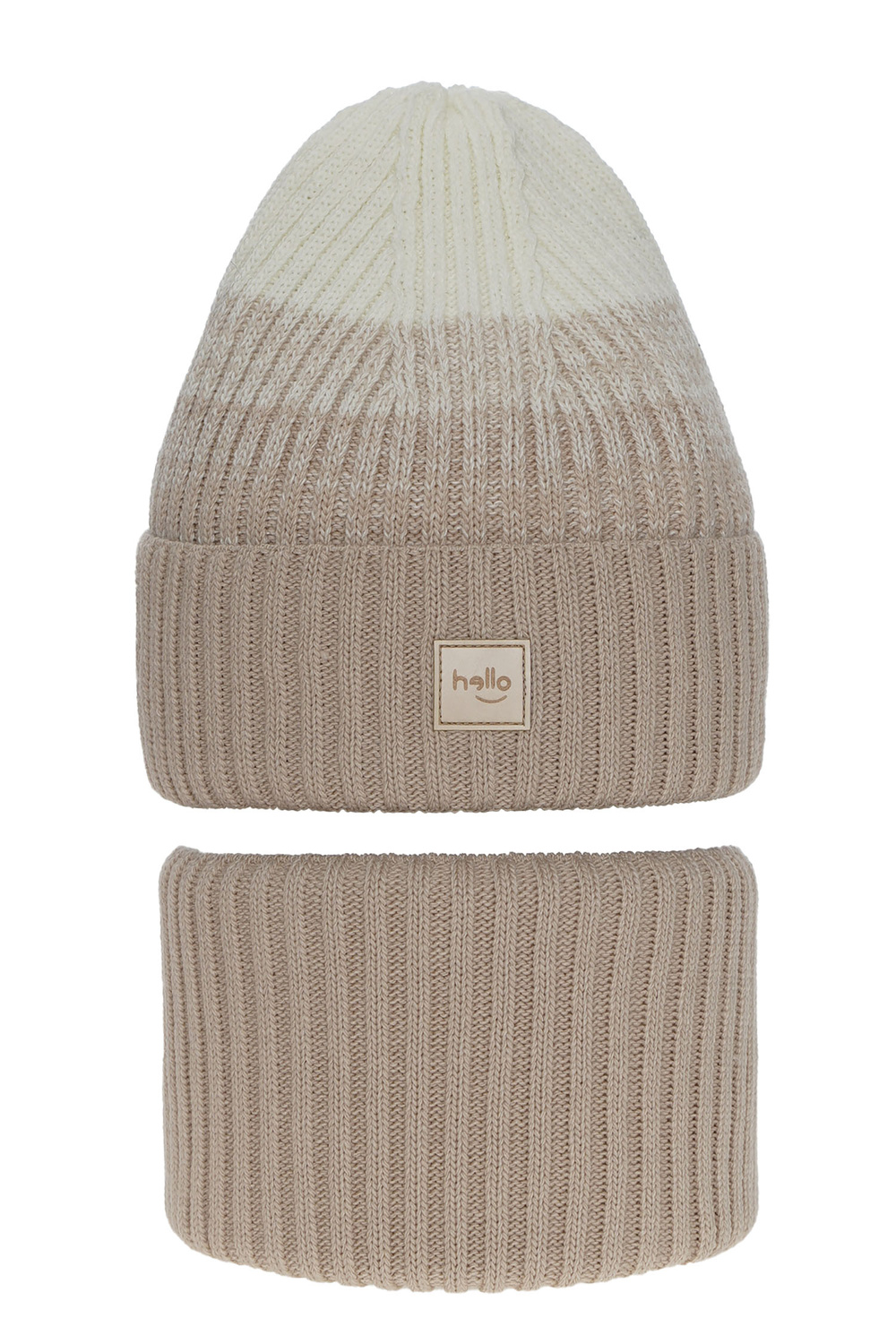 Flicka vinter set: mössa och halsduk, beige, Tasha