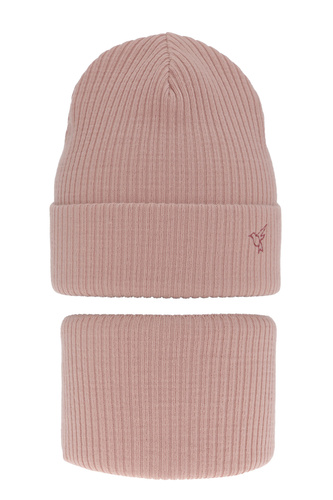 Flicka vinter set: mössa och halsduk, rosa, Rosetta