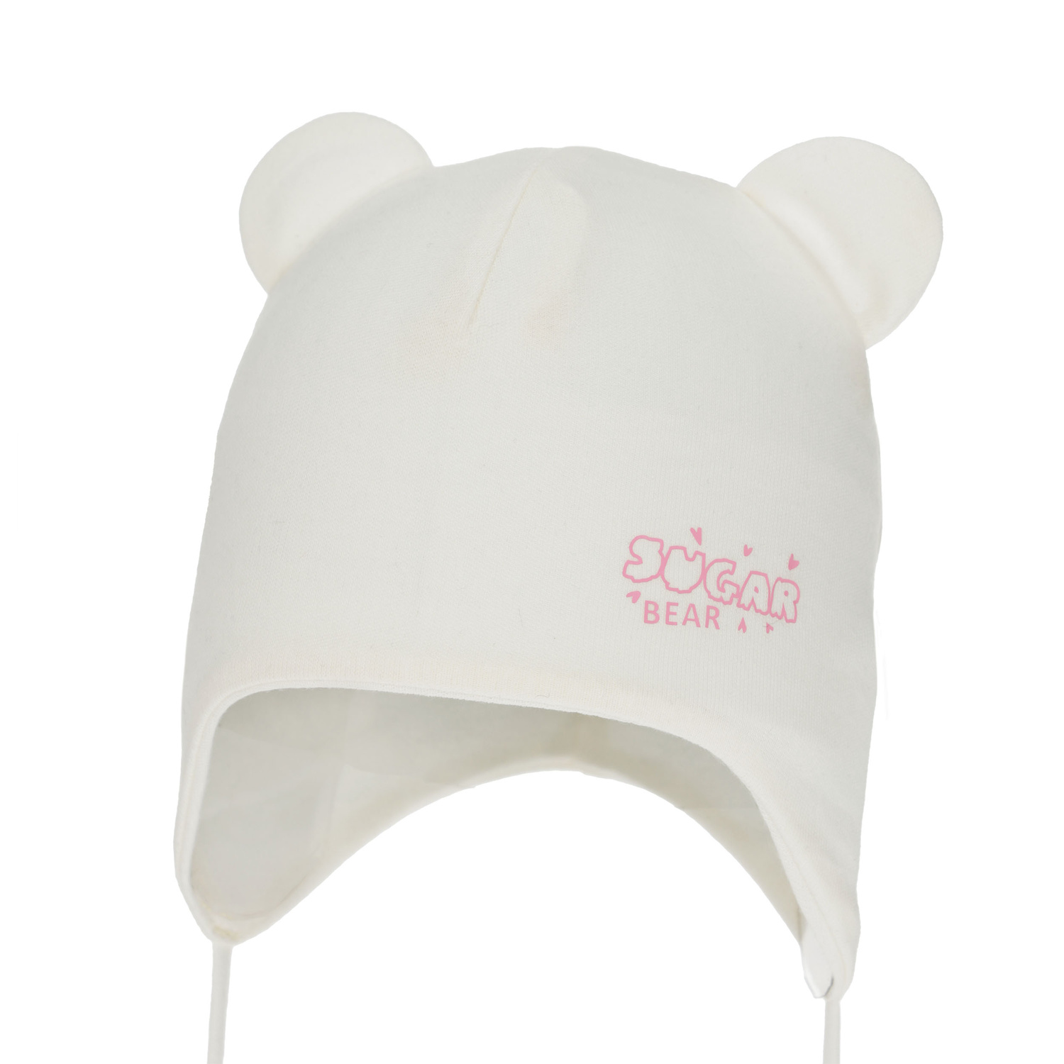 Flicka höst/vår mössa, krämfärgad, bomull, med knytband, Kelda