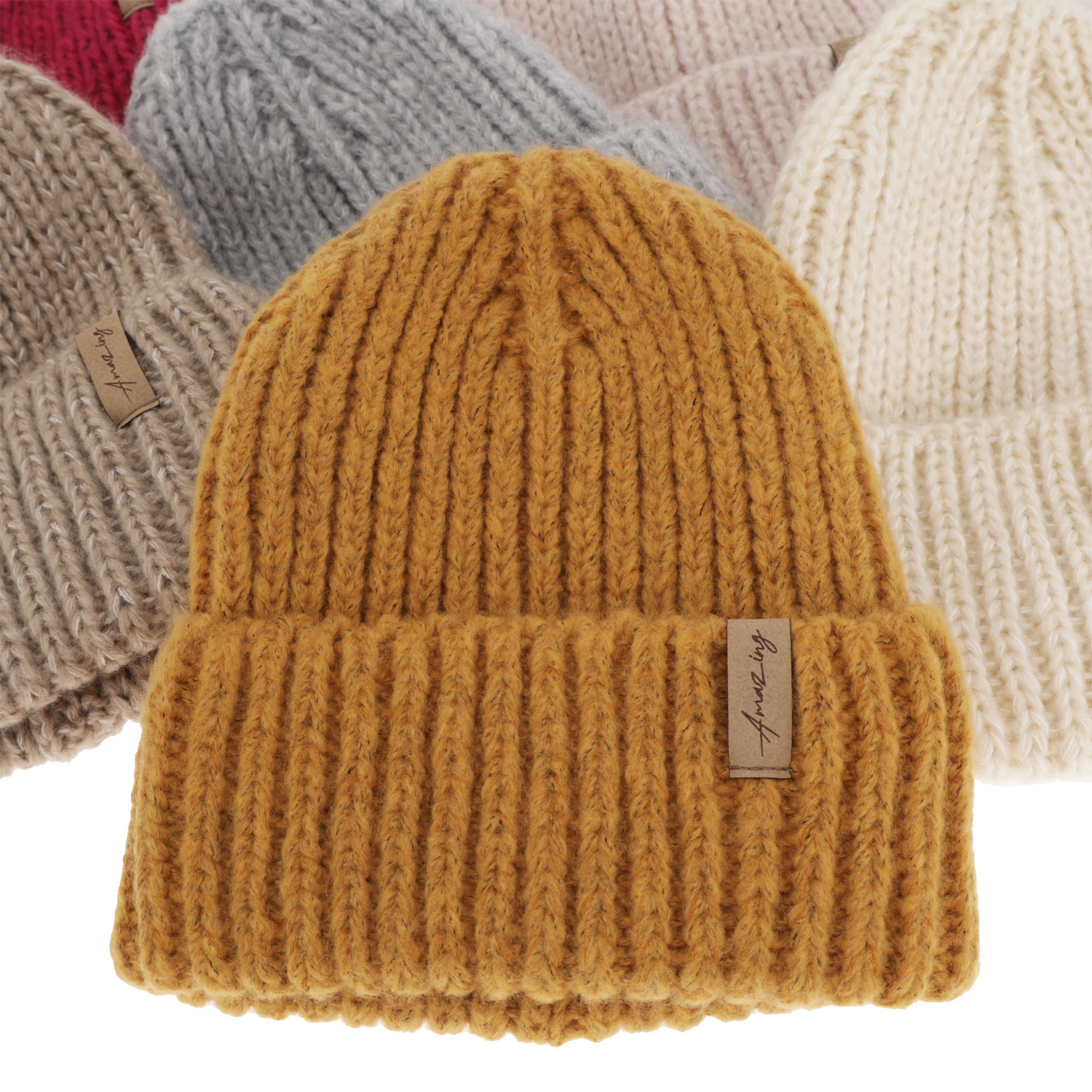 Dam vintermössa, beige, med merinull, Caro