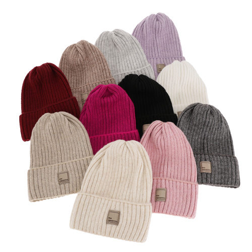 Dam vintermössa, beige, med merinull, Benedetta