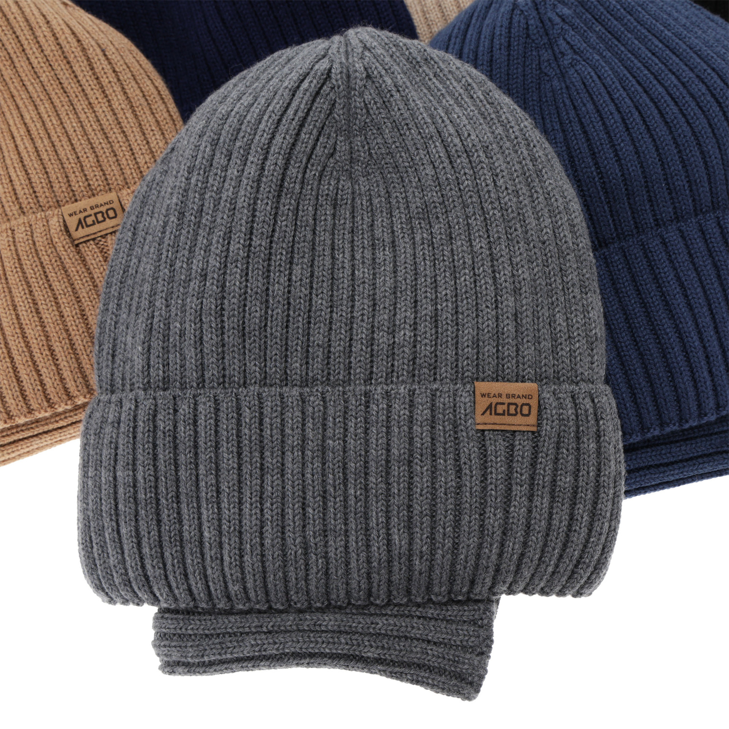 Pojke vinter set (mössa och tubhalsduk), 100% Merino Ull, fodrad med merinull, grå, Domin