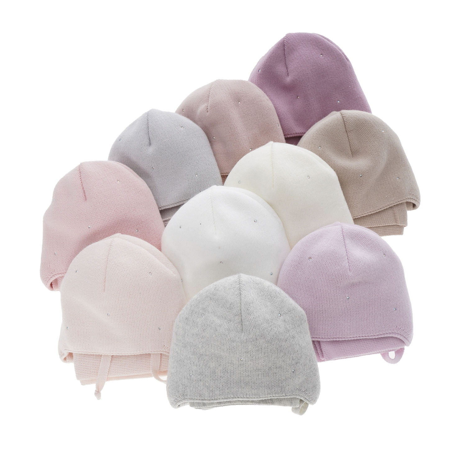 Flicka vinter set: mössa och halsduk, rosa, med knytband, Moli