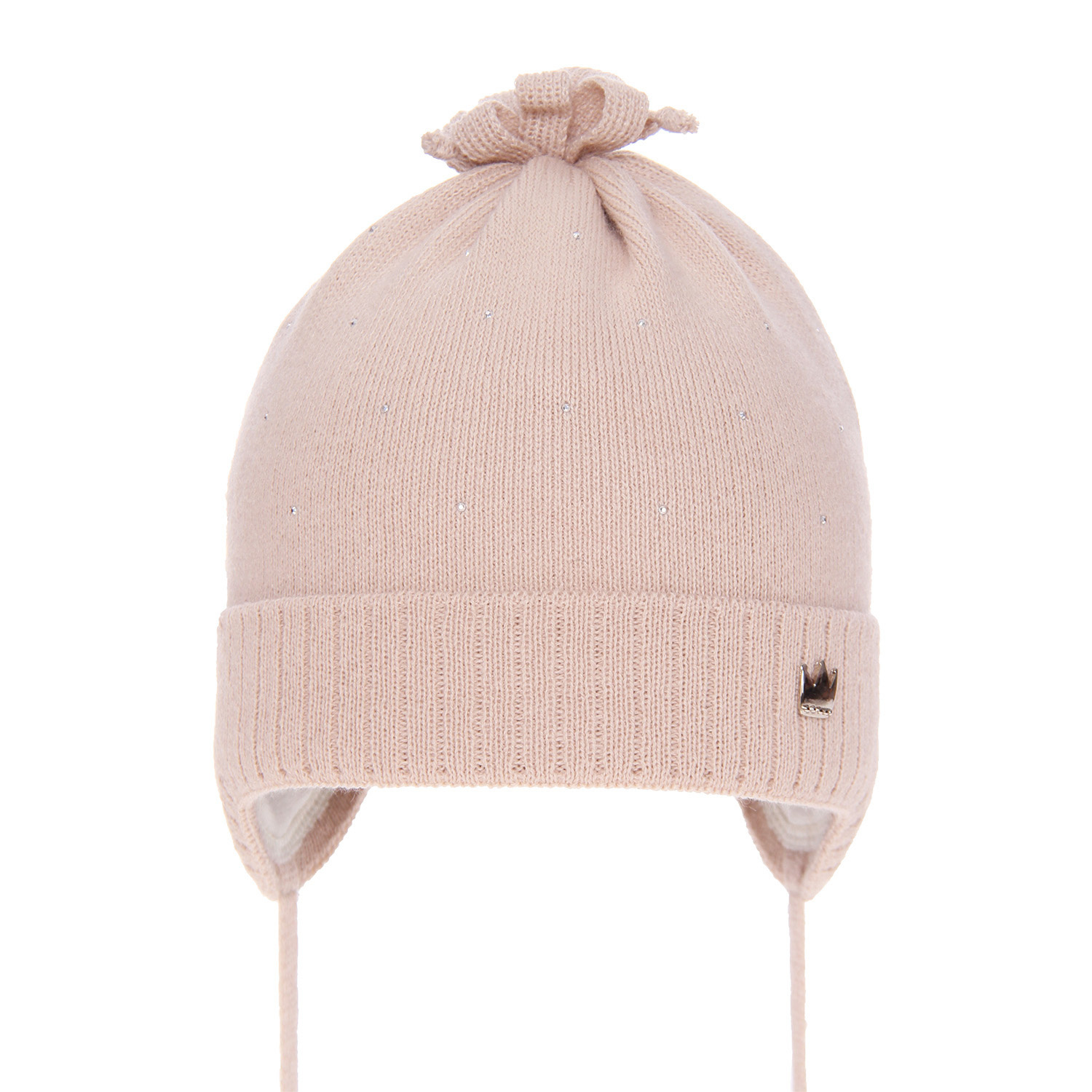 Flicka höst/vår mössa, beige, med knytband, Oliwka