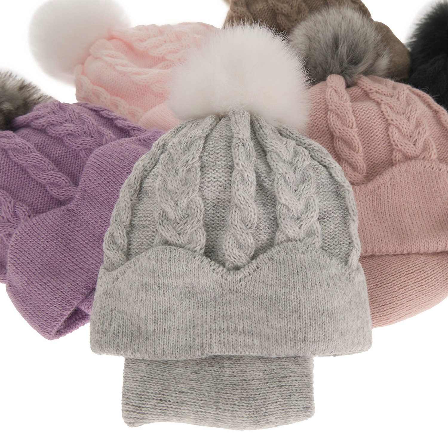 Flicka vinter set: mössa och halsduk, lila, med pompom, Etula