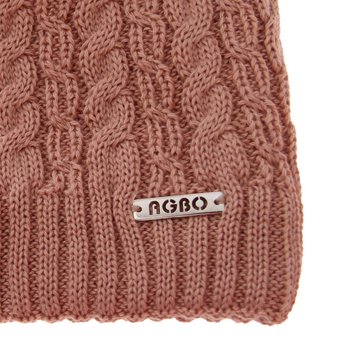 Dam vintermössa, grå, med pompom, 100% Merino Ull, Satina