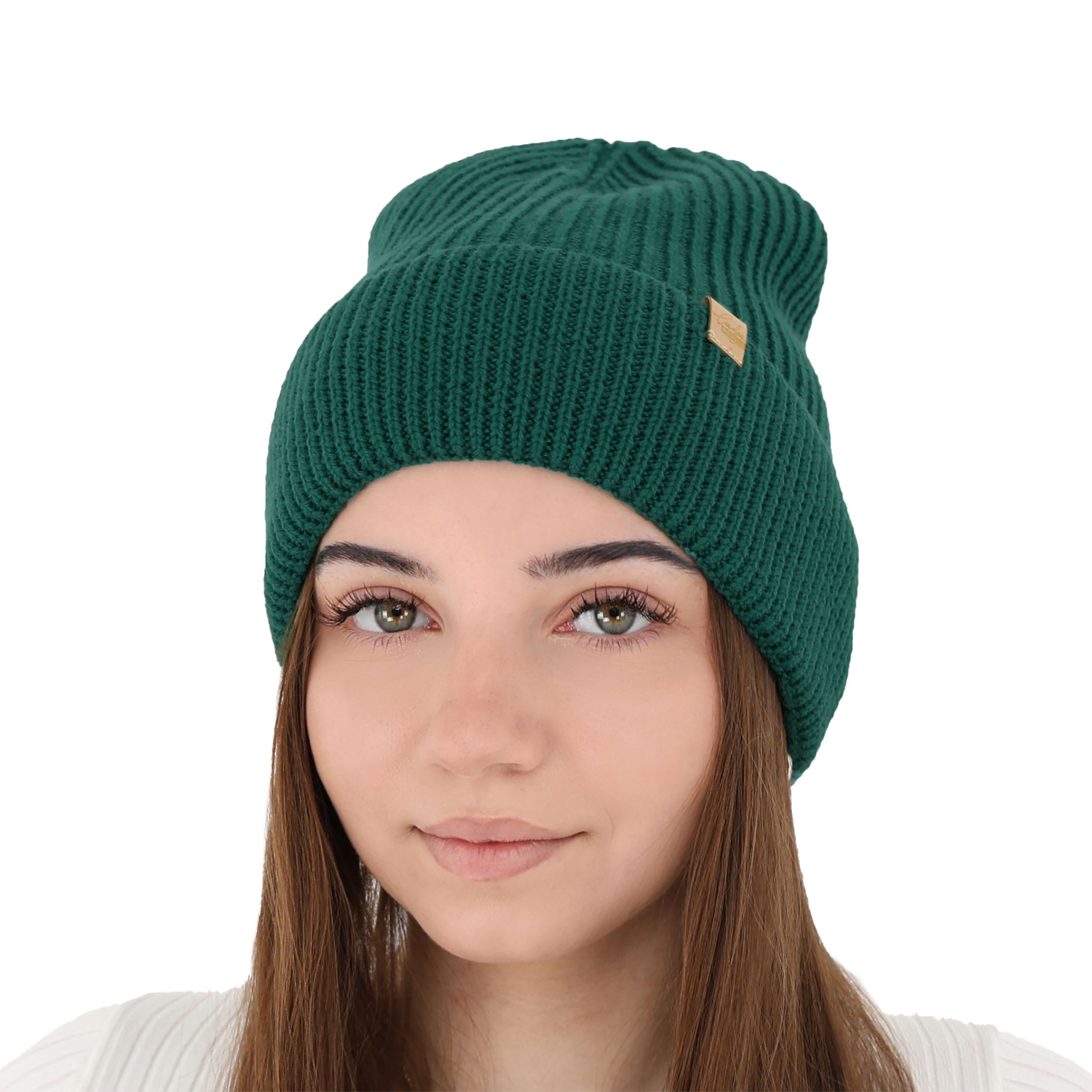 Dam vintermössa, smaragdgrön, 100% Merino Ull, Isla