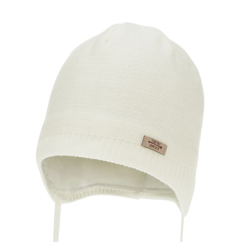 Flicka höst/vår mössa, kremfärgad, med knytband, Svenja