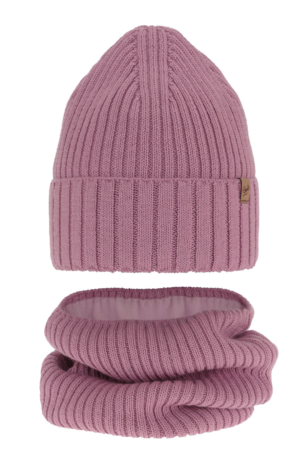 Flicka vinter set: mössa och halsduk, lila, med merinull, Mesalia