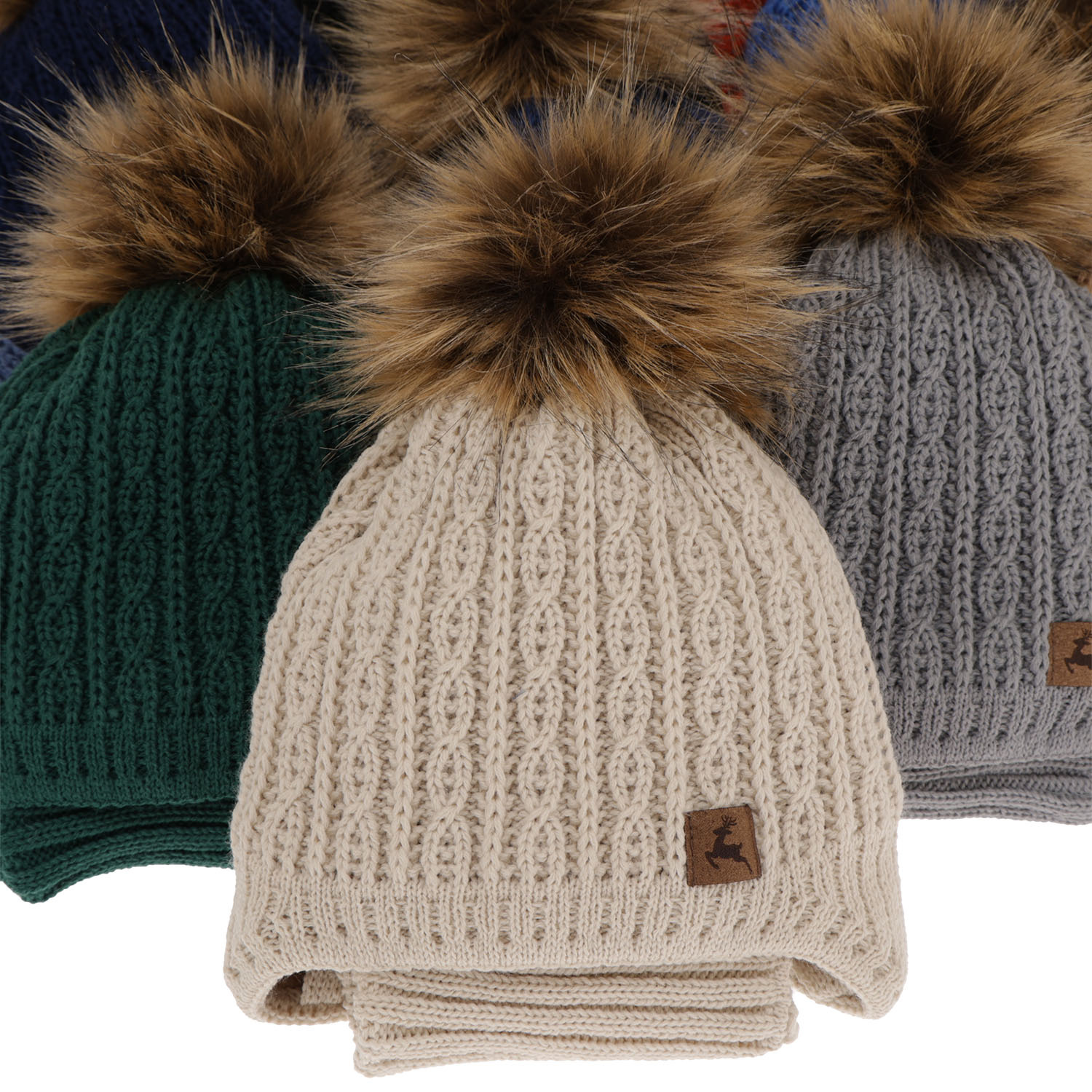 Pojke vinter set: mössa och halsduk, blå, med pompom, knuten, Pago