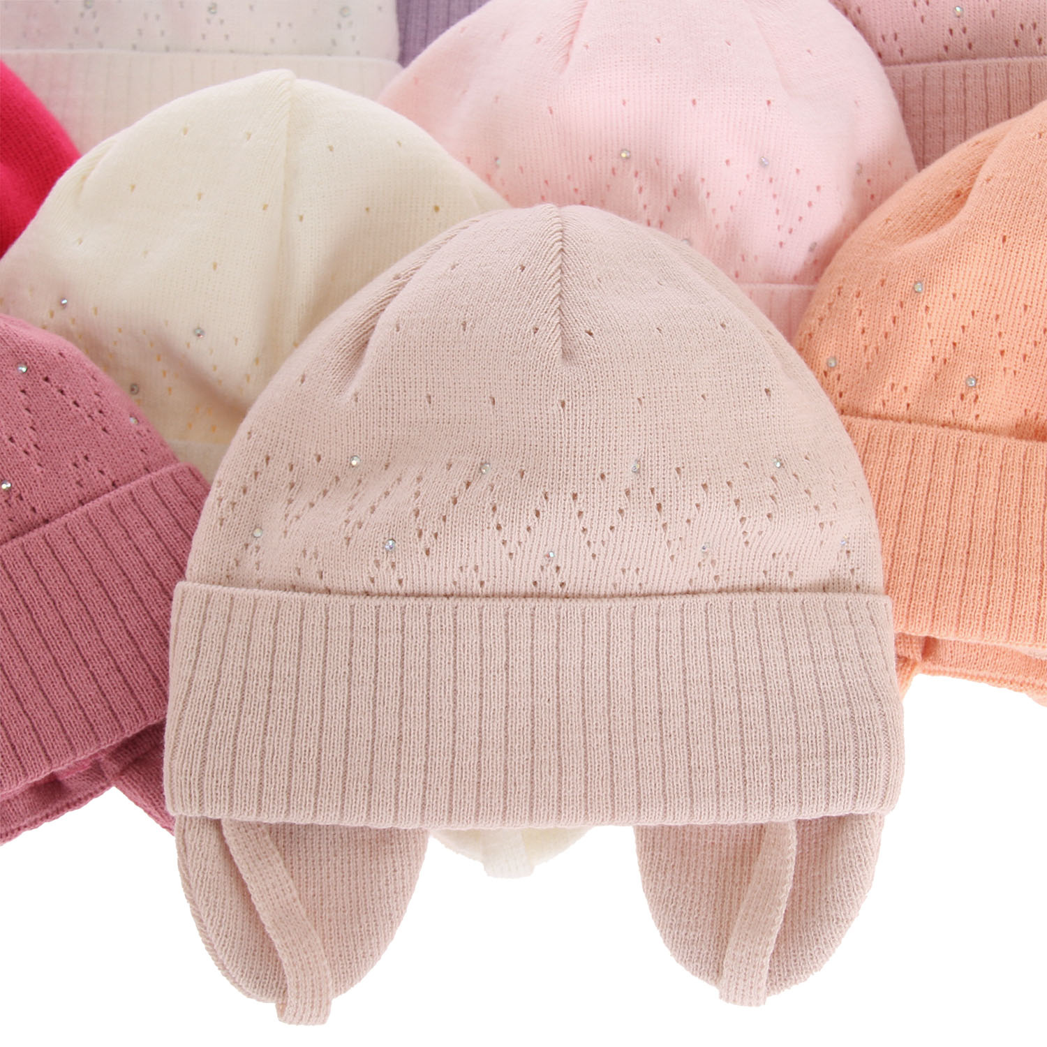 Flicka höst/vår mössa, cream, med knytband, Apka