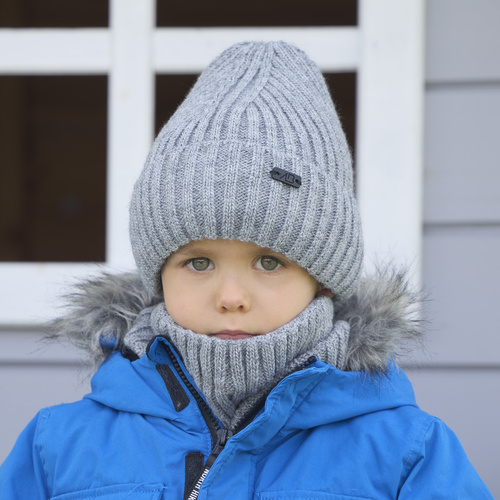 Pojke vinter set: mössa och halsduk, grå, Zeno