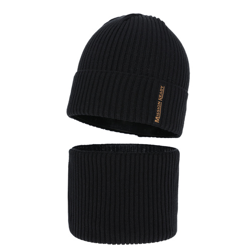 Pojke mössa och tubscarf höst, vår set, svart, med bomull, Norwin