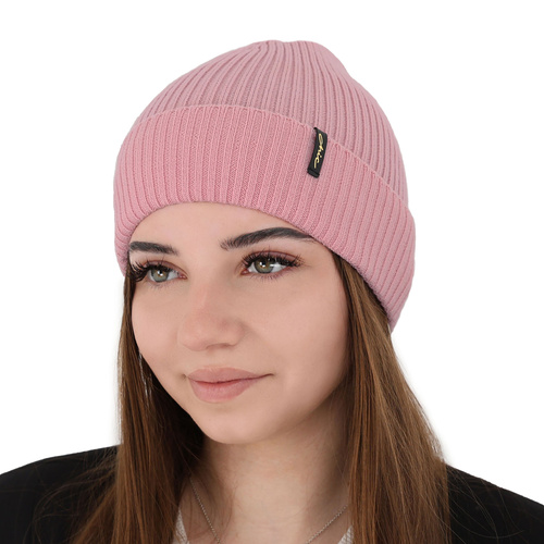 Dam vintermössa, rosa, 100% Merino Ull, Megan