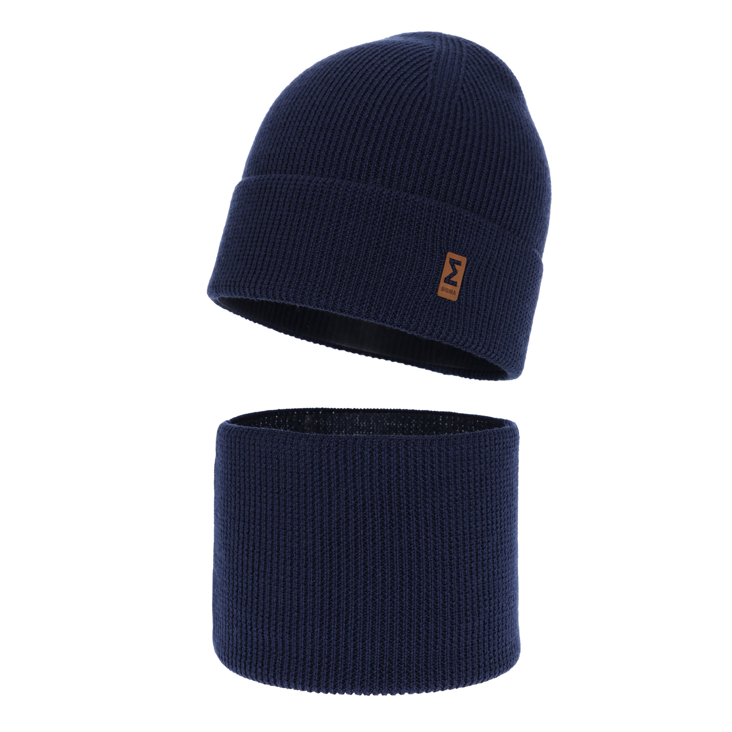 Pojke höst/vår set: mössa och tubhalsduk, blå, 100% Merino Ull, Bruce