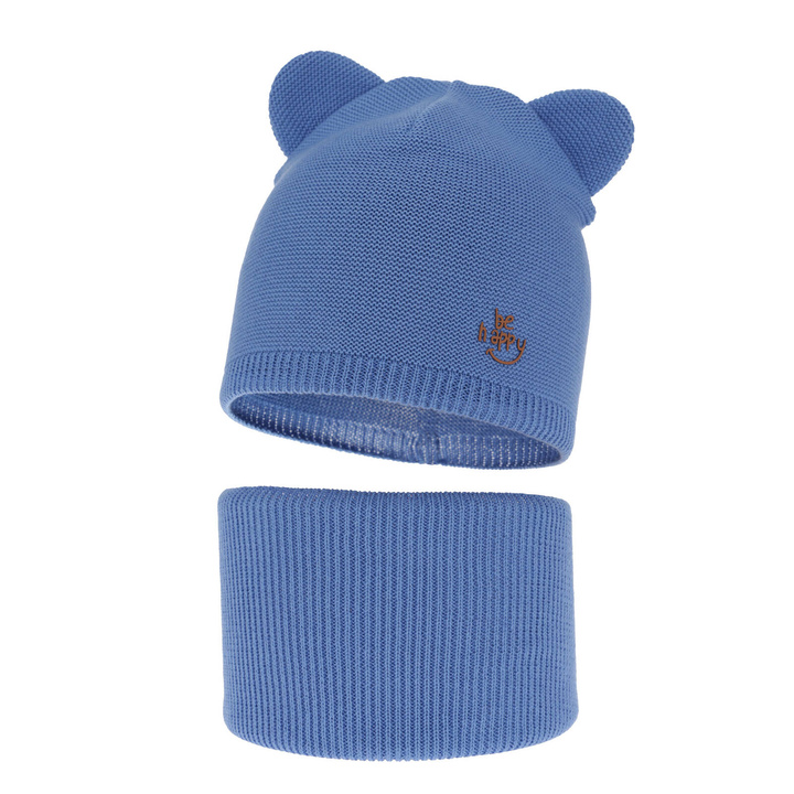 Pojke höst/vår set: mössa och tubhalsduk, blå, med bomull, Ludvic