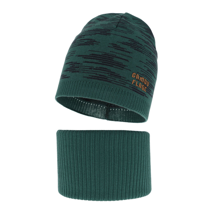Pojke höst/vår set: mössa och halsduk, grön, med bomull, Carter